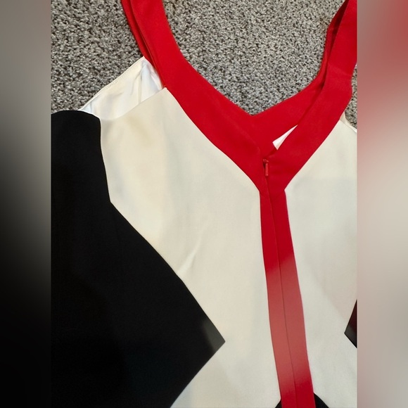 JAY GODFREY Size 4 S Red Black Ivory Geometric Cocktail Pencil Dress R $345 - Picture 5 of 11